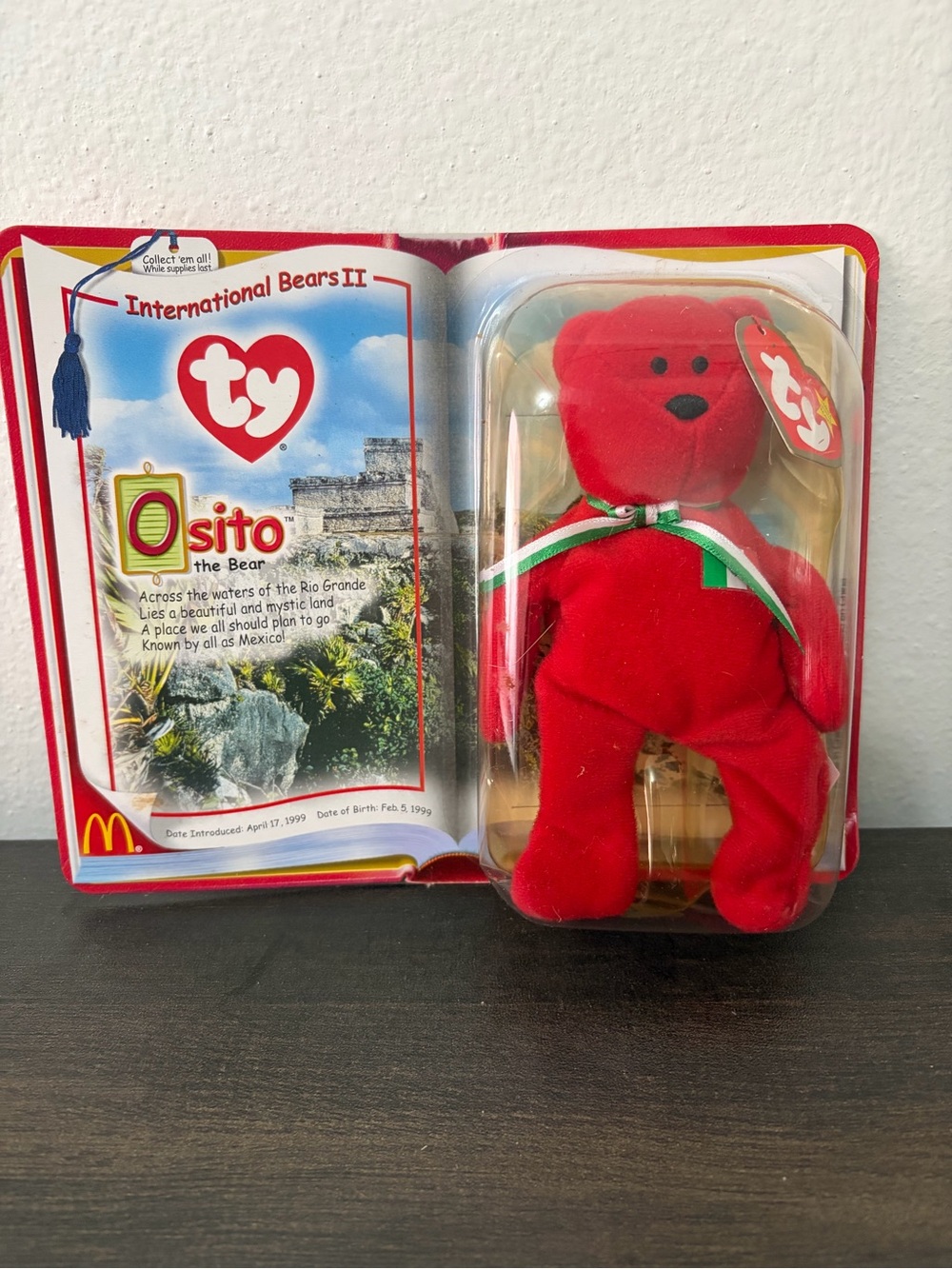 Vintage 2000 McDonald's Ty Osito the Bear IN ORIGINAL PACKAGE International Bear